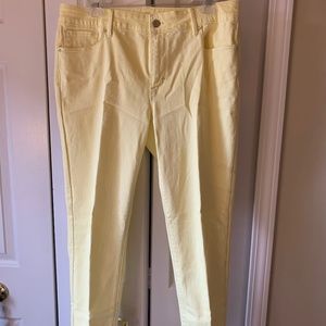 Pale yellow high rise skinny jeans